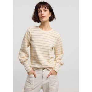 Elegant Cream Striped Long Sleeve Top